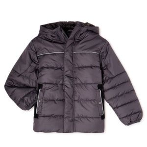 Swiss Tech Boys' Puffer Black Jacket with Hood, Sizes 6 - 7